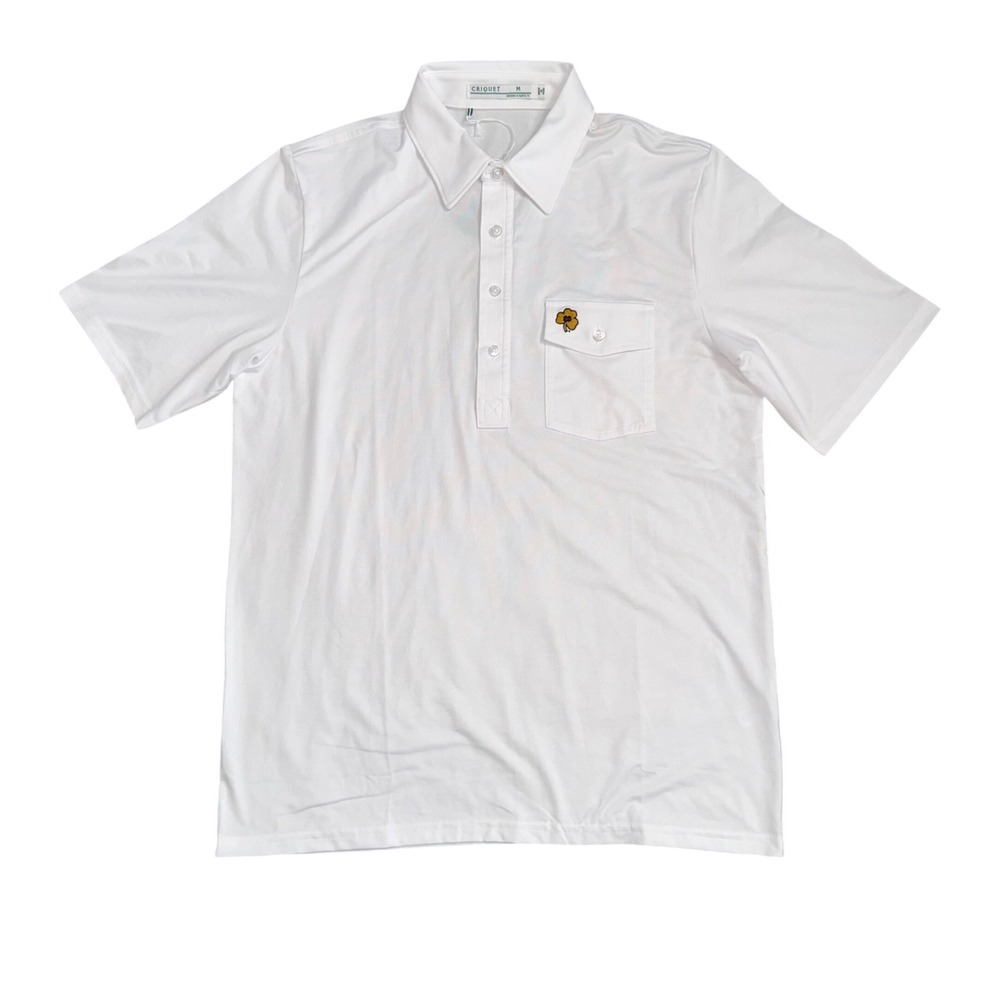Criquet Players Shirt Mens Medium White NWT Golf Polo Shamrock Pocket Stretch